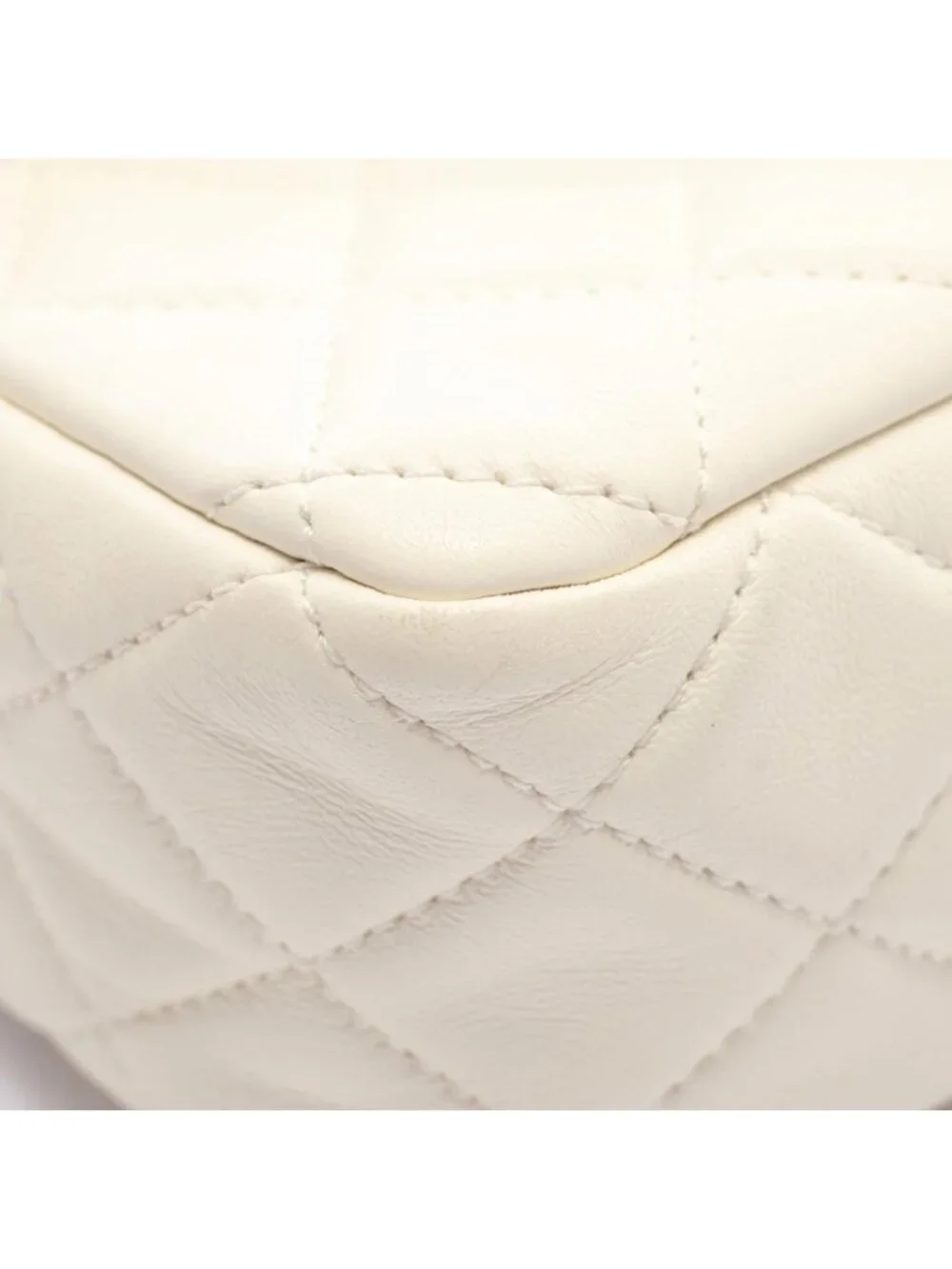 Chanel Shoulder Bag Quilted Mini Flap White Lambskin Small Chain